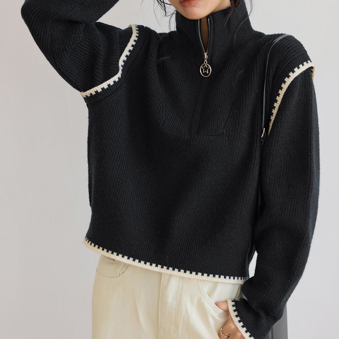 black half zip sweater