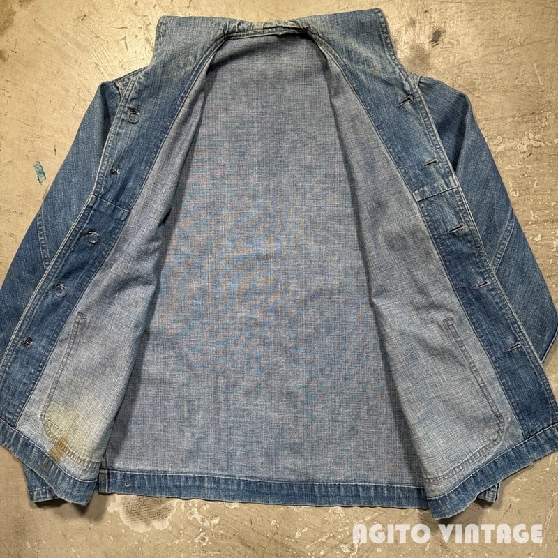 40's U.S.NAVY ショールカラーデニムカバーオール ヘチマ チェンジ