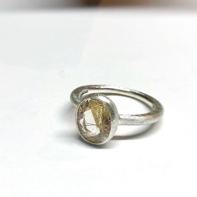 【1OMSV】『One off』 Rutile quartz oval facet cut ring