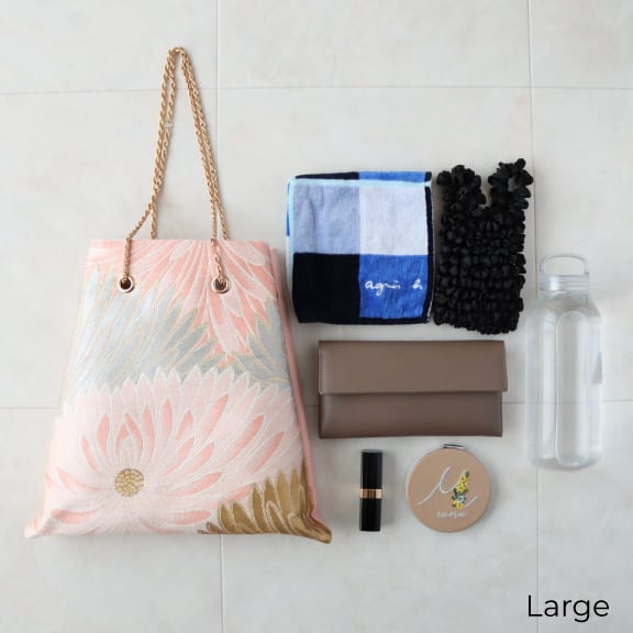 Obi Drawstring Bag Large/モルタルグレー/帯リメイクバッグ | KIMONO