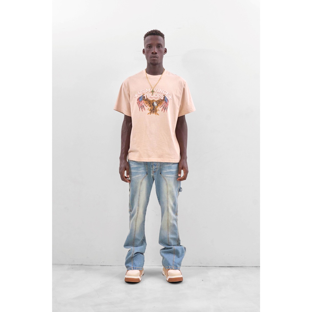 MLVINCE / troops s/s tee beige