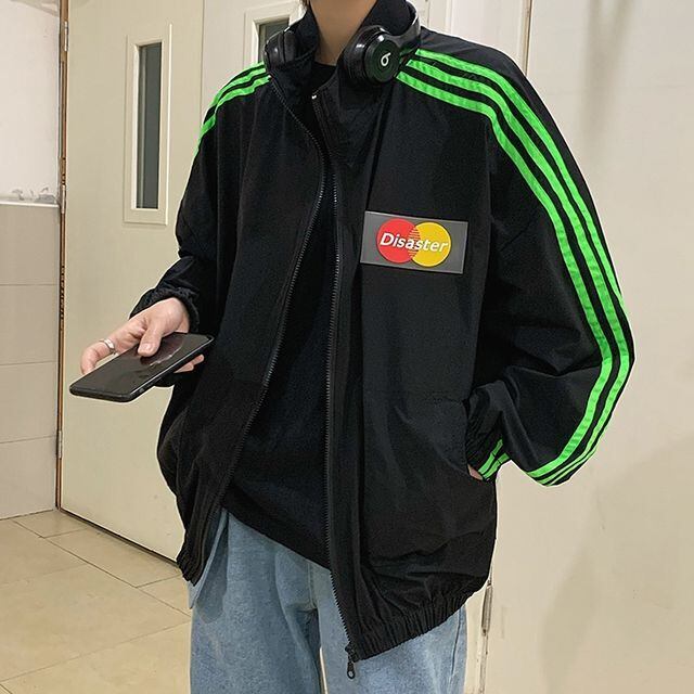 【予約販売】ウインドブレーカート ブルゾン アウター ショート丈 袖ライン メンズ グレー 黒 青 白 お洒落 こなれ感 ベーシック 春 大きいサイズ M/L/XL/2XL