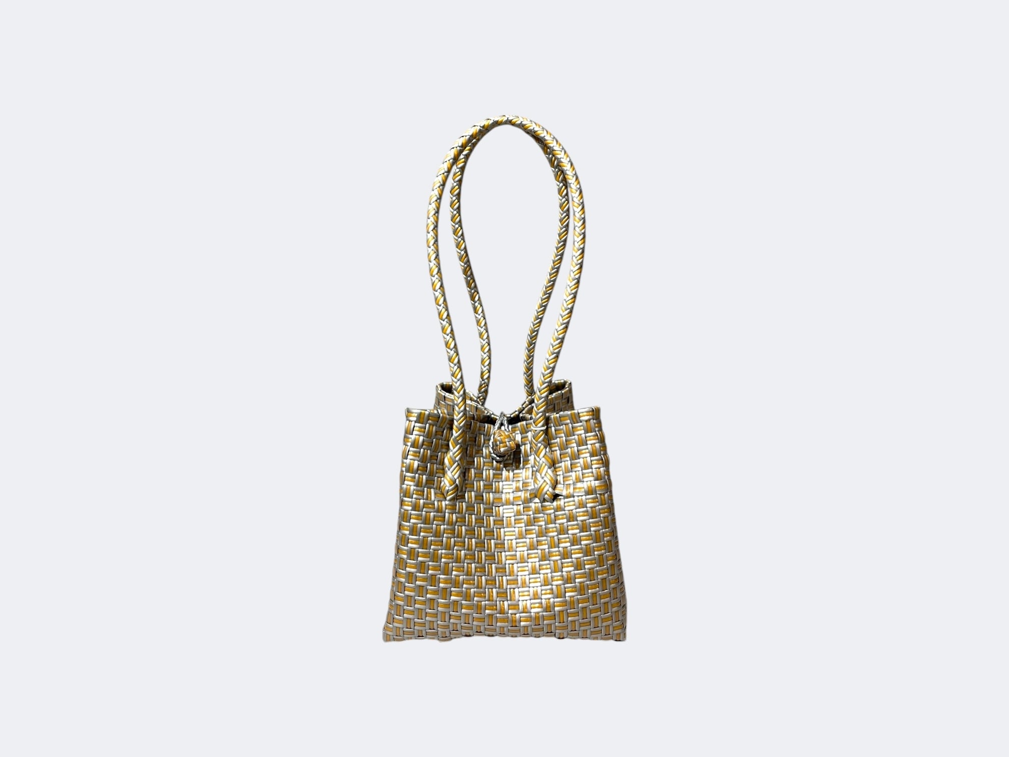 Daily Square Bag (S太ヒモ) - Silver×Camel