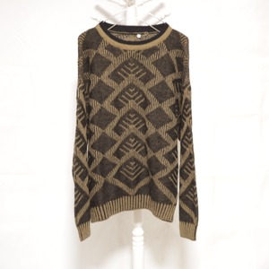 Whole Pattern Knit Sweater Brown