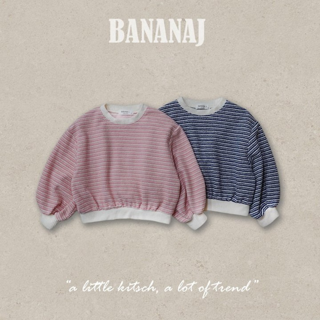 韓国子供服 / BANANA J / 26Autumn / ニット ボーダー スウェット / 秋服 / キッズ *XS~JS*