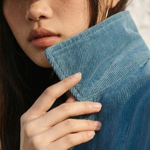 Patchwork Corduroy Lake Blue Shirt / パッチワーク コーデュロイ レイクブルー シャツ