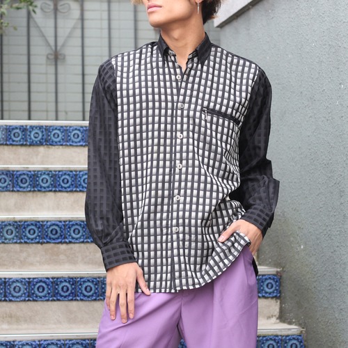 USA VINTAGE MONOTONE CHECK PATTERNED DESIGN SHIRT/アメリカ古着モノトーンチェック柄デザインシャツ