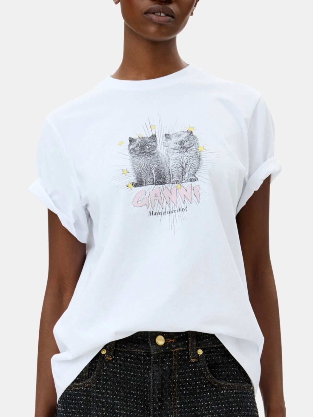 【25SS】GANNI ガニー / Kittens T-SHIRT / Tシャツ - 1