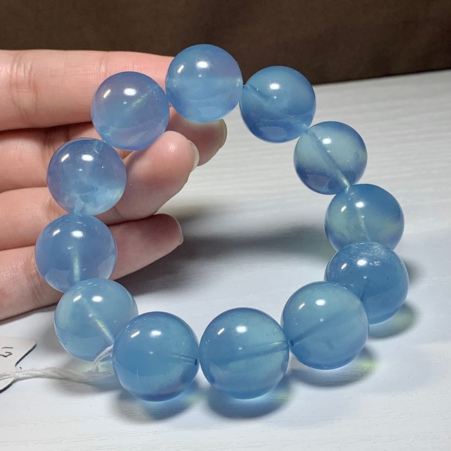 3.希少な大玉☆約17~17.5mm 色濃く透明度高いプレミアム・アクアマリン ブレスレット