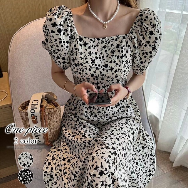 フレアワンピース フラワー柄ワンピース パフスリーブワンピース ワンピース レディース パフスリーブ 花柄 フラワー柄 ワンピ 夏ワンピース 体型カバー ロングワンピース ロング丈 半袖 レトロ 大人 春服 夏服 秋服 春 夏 秋 韓国 韓国ファッション Cocomomo Select フレアワンピース フラワー柄ワンピース パフスリーブワンピース ワンピース レディース パフスリーブ 花柄 フラワー柄 ワンピ 夏ワンピース 体型カバー ロングワンピース ロング丈 半袖 レトロ 大人 春服 夏服 秋服 春 夏 秋 韓国 韓国ファッション Cocomomo Select