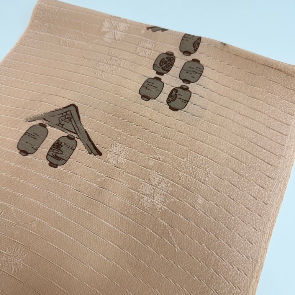 夏帯揚げ 新品 夏用 帯揚 ベージュ 小紋 紬 訪問着 普段着用 礼装用 正絹 絹100% 和装小物 5730