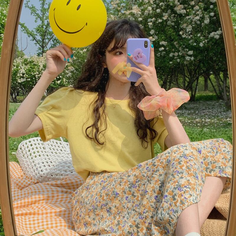 サマースタイルスリーブトップス フローラルスカート 大人ガーリー スウィート キュート カジュアル 夏物 花柄 スーパーモール76798068301