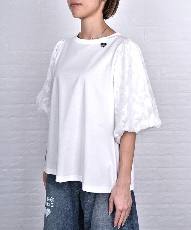 【直営限定ITEM】オパールシフォンスリーブTOPS (WHITE)　CQ-48012H