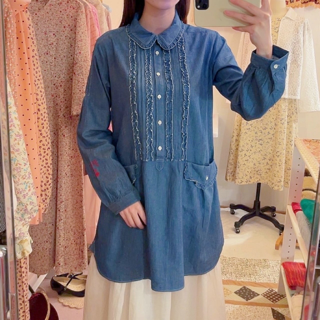 PINKHOUSE / frill pocket denim blouse