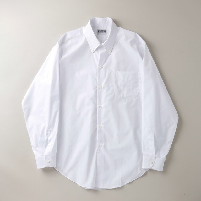 【新品】MINTENS 1970s " THOMAS MASON " B.D. broad cotton shirts made in ENGLAND fabrics made in JAPAN／英国製 トーマスメイソン 高級ブロード コットン ボタンダウン シャツ ホワイト 日本製 オリジナルブランド 1970年代シルエット  サイズ①（実寸16程度）、サイズ②（実寸17H程度）