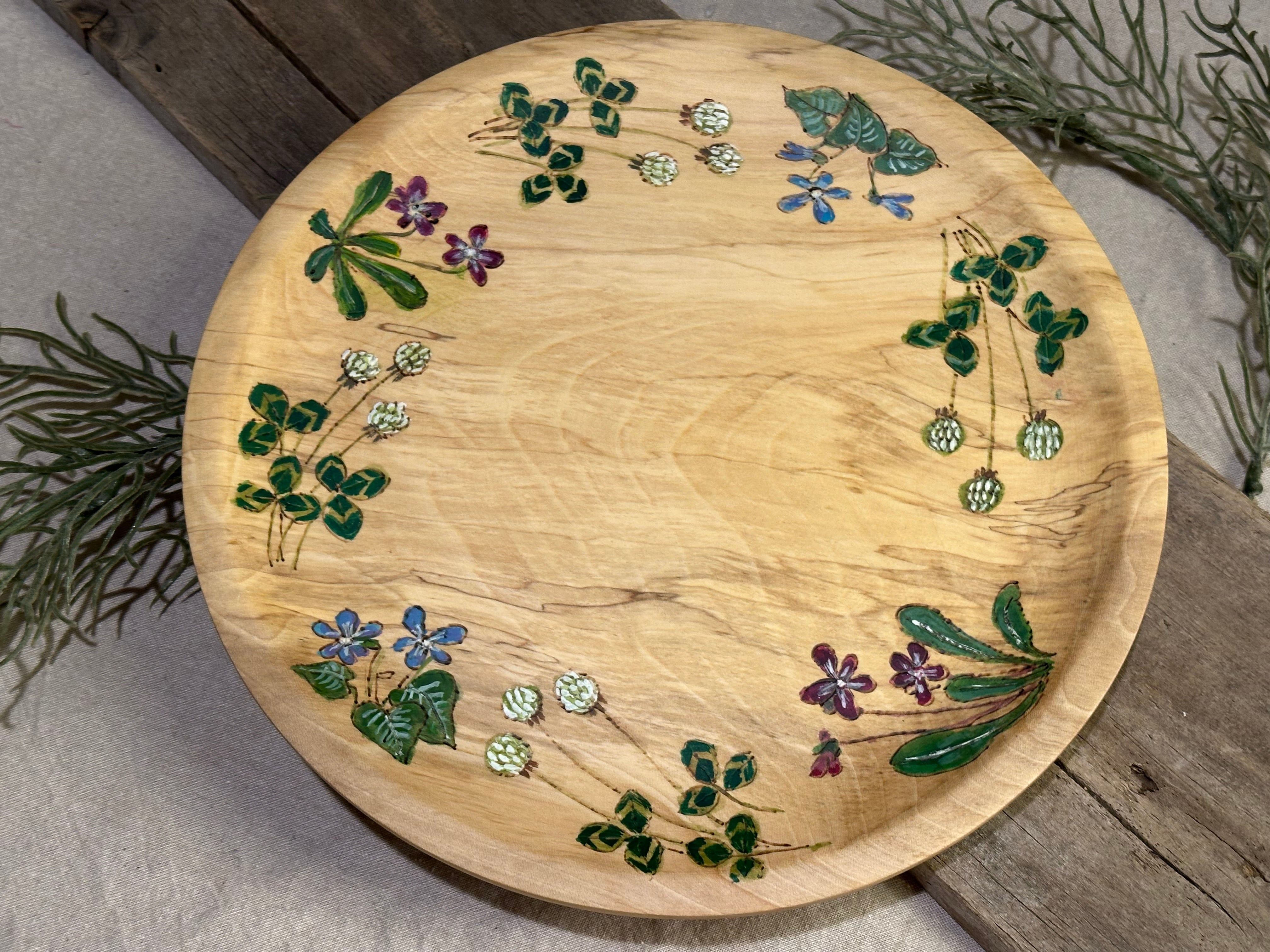 春の草花文 21c平皿／工房むくの木 | GinzaMON 銀座器ギャラリー門