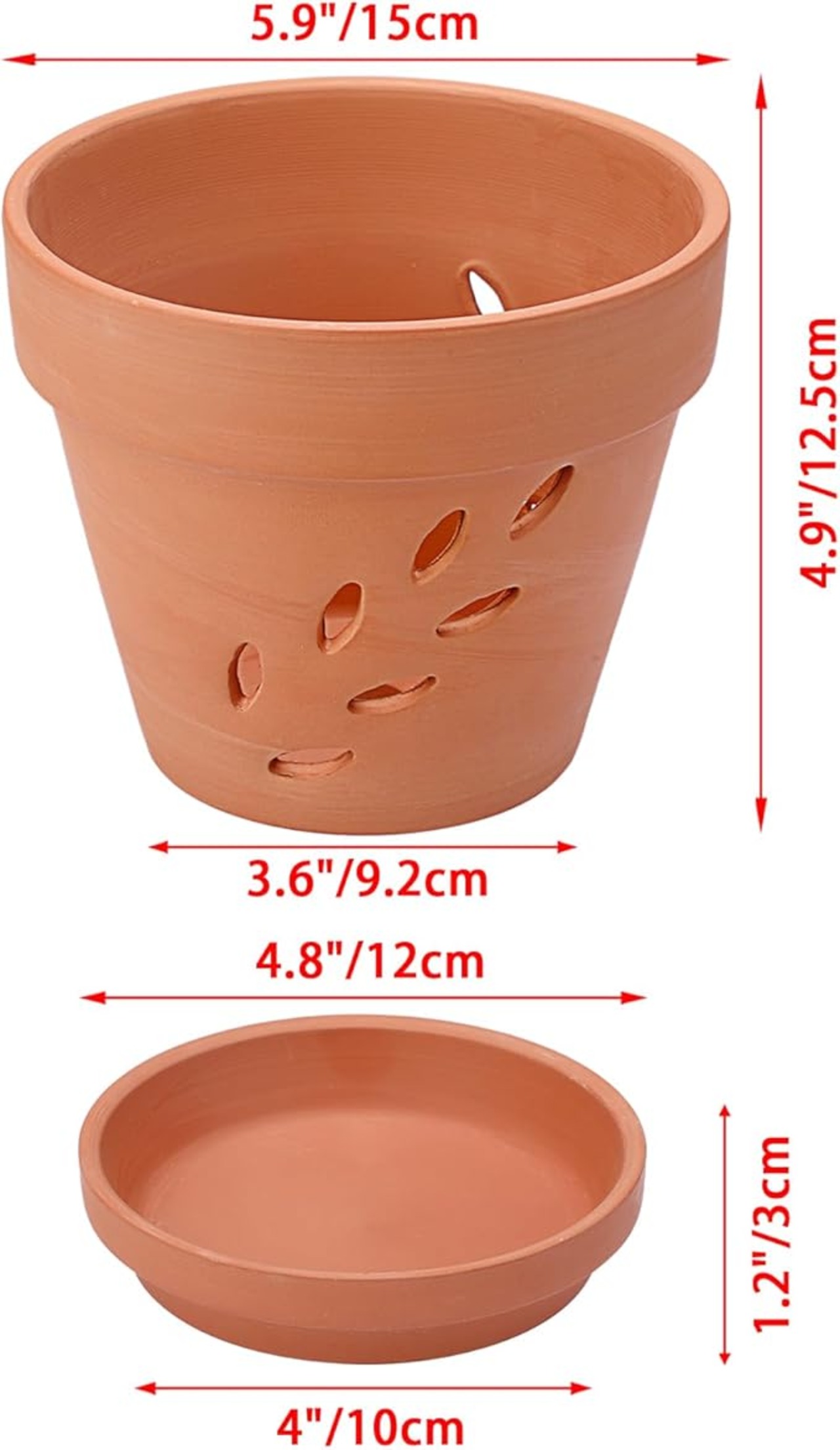 BSTKEY 3個セット 素焼き鉢5号 植木鉢 陶器鉢 観葉植物鉢 オシャレ 葉 