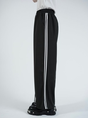 【ALUDE SELECT】line design wide stripe pants