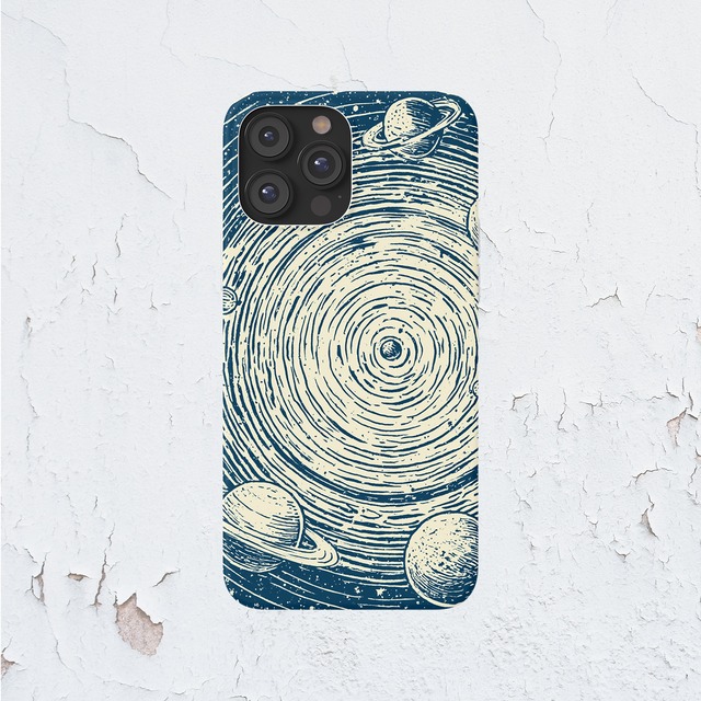 受注生産 iPhoneケース 渦巻き銀河のブルー宇宙柄｜ギャラクシー柄 RFSP038A
