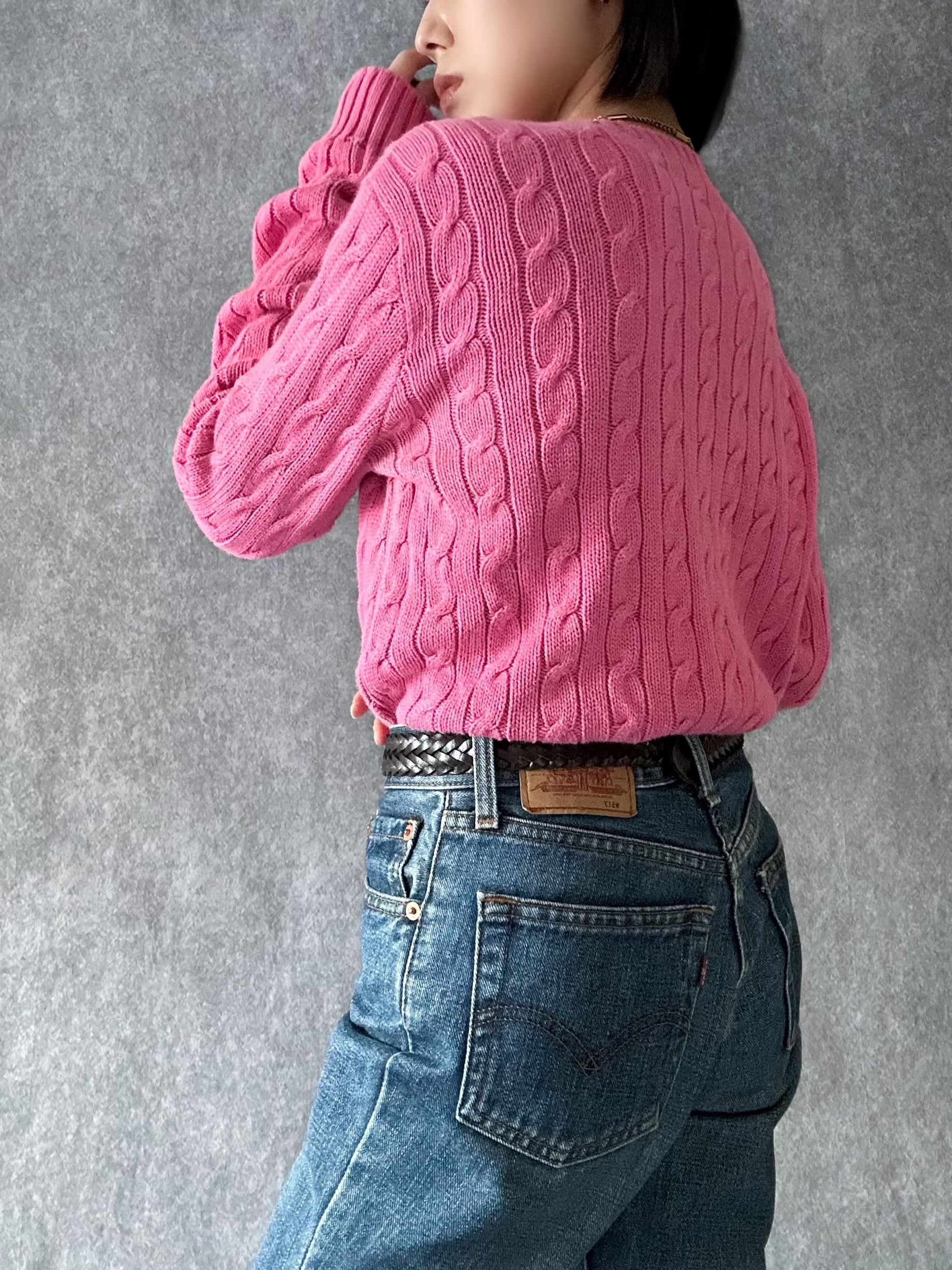 【美品】ラルフローレン ケーブルニット ピンク ラルフローレン】ケーブルニット レディース ニット ラルフ