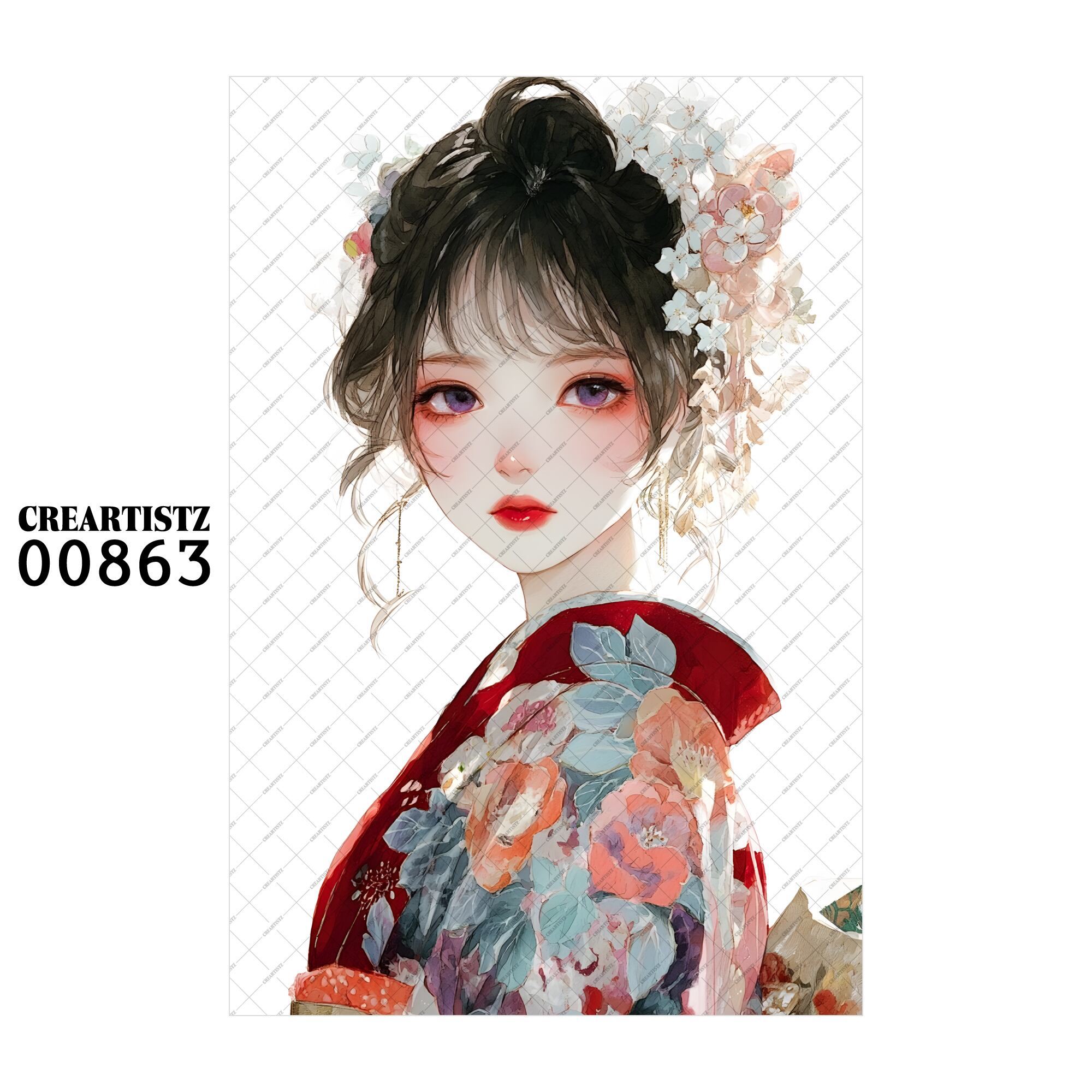 00863 ガール キュート オリジナル ペーパー/ステッカー 4枚セット CREARTISTZ