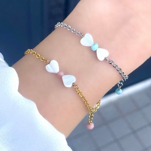 つけっぱなし♡OK!選べる天然石/豊富なサイズ展開　リボン ブレスレット ◆316L サージカルステンレス