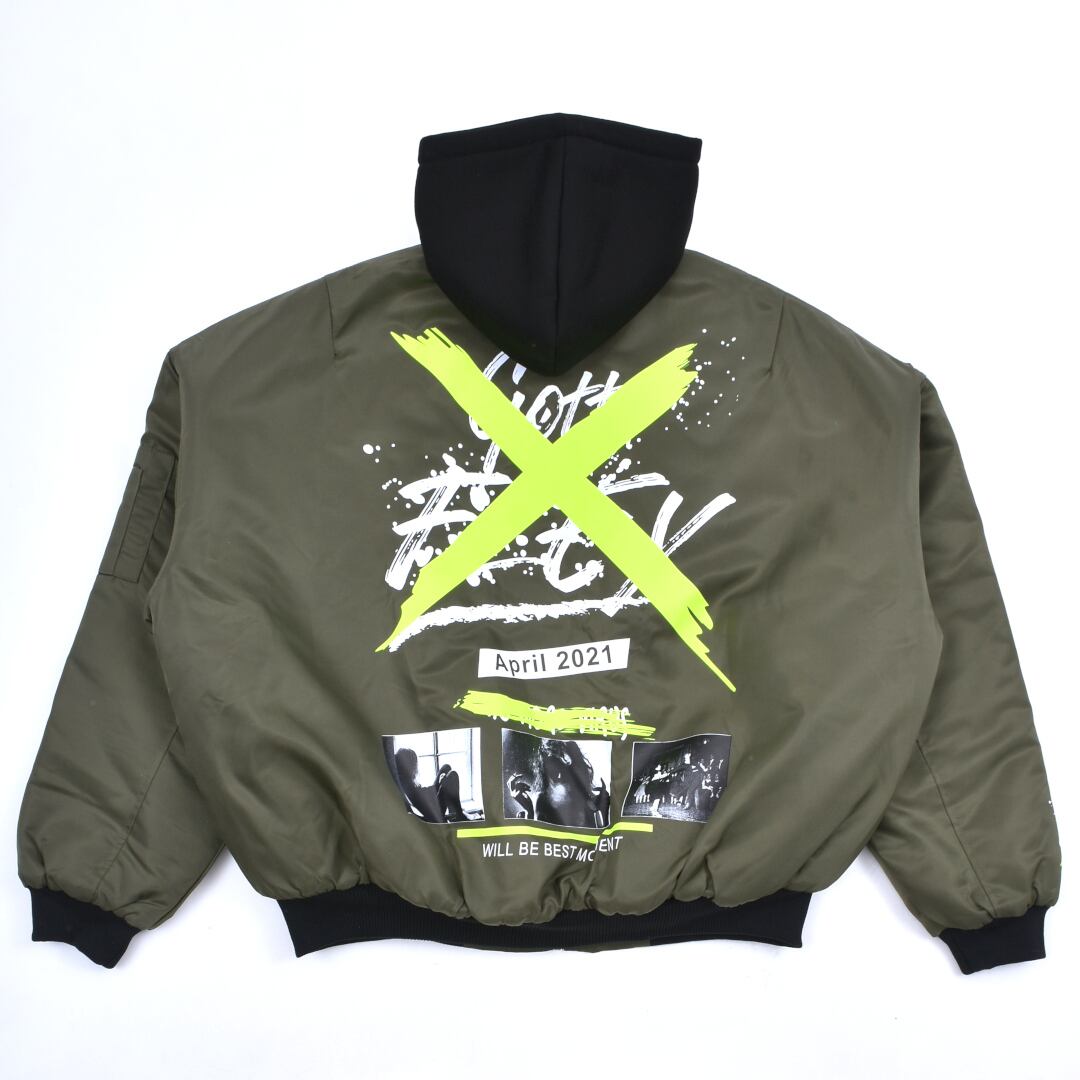 X BACK LOGO フードMA-1 | VOLCAN&APHRODITE