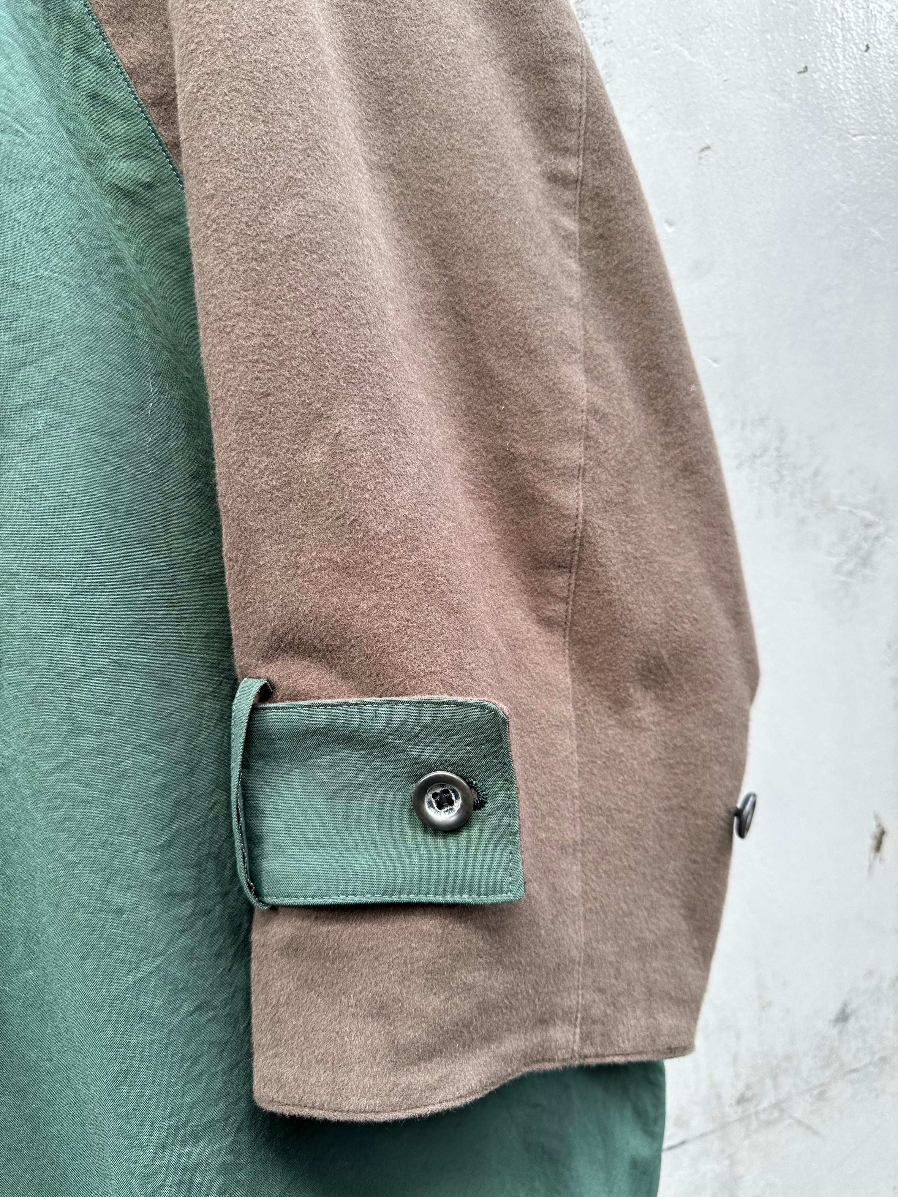 『my beautiful landlet』NYLON × SUEDE RAGLAN LONG COAT / green | SUKIKIRAI  powered by BASE