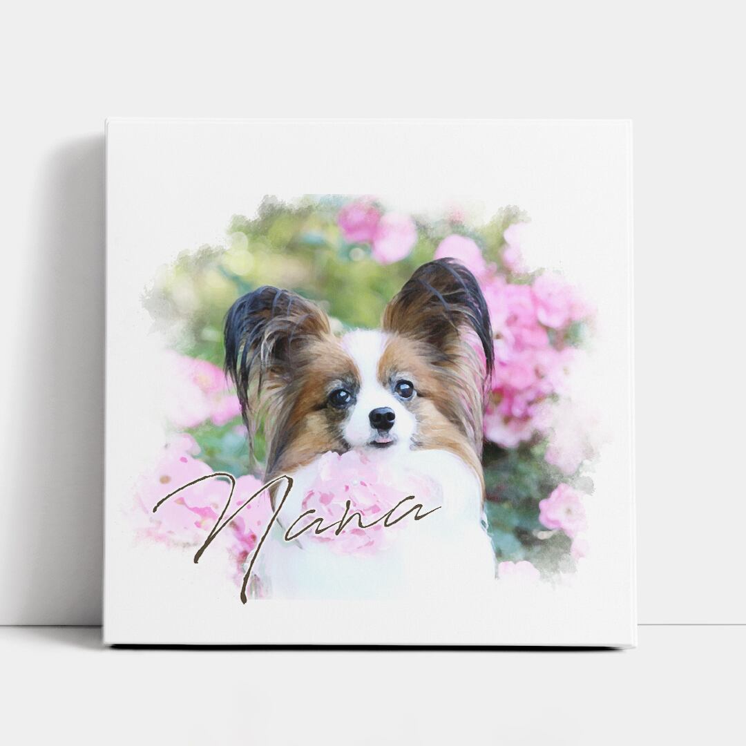 送料込】うちの子♡ペット似顔絵 | イラスト風キャンバス | 正方形