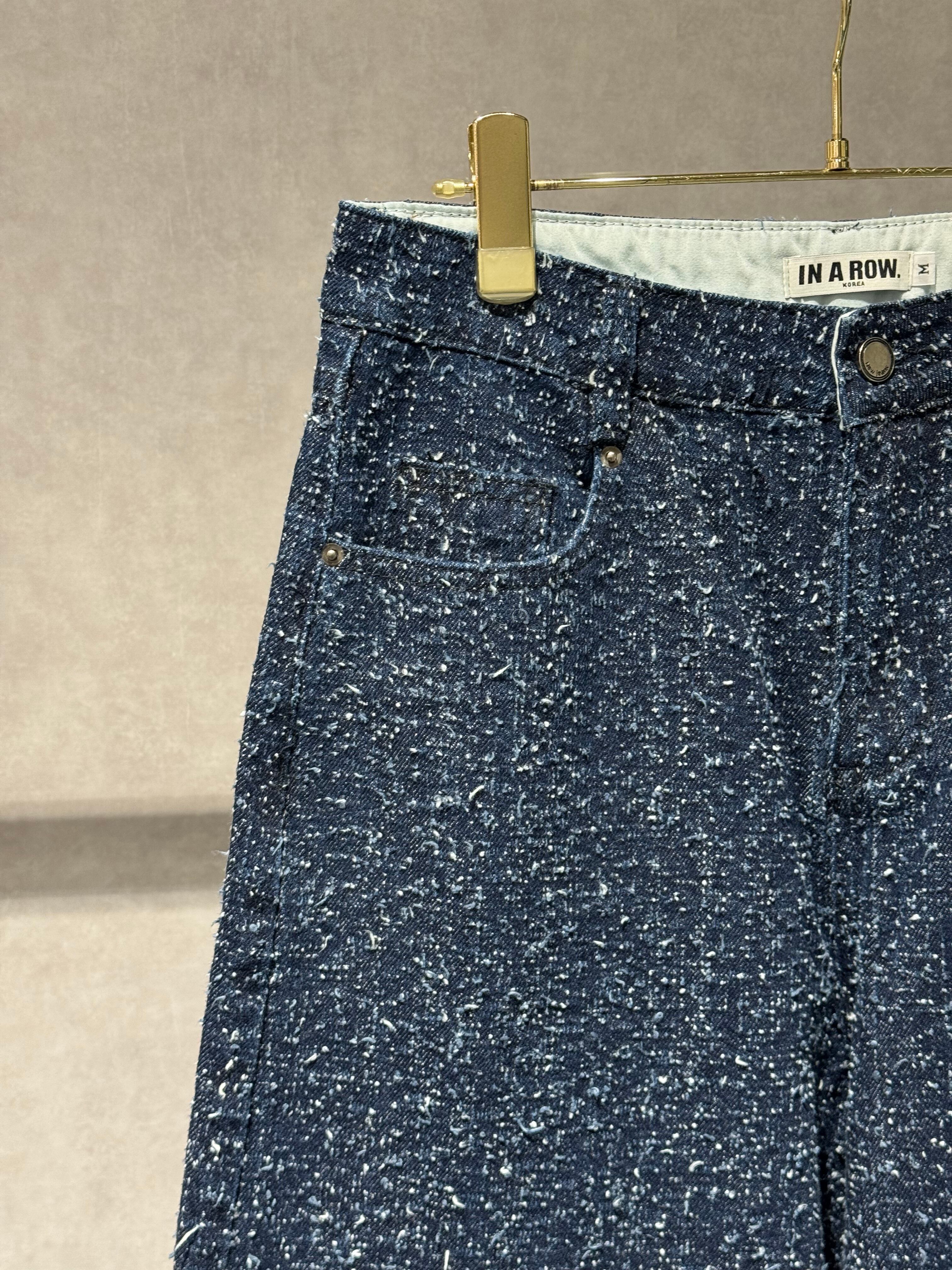 tweed denim wide pants