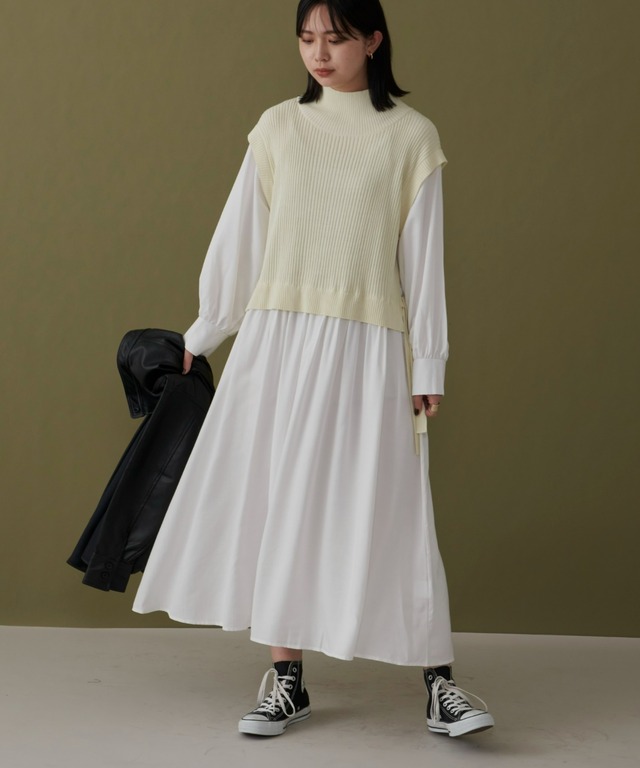 Sサイズ有 ニットベストドッキングワンピース Wht Aunt Marie S Sサイズ有 ニットベストドッキングワンピース Wht Aunt Marie S