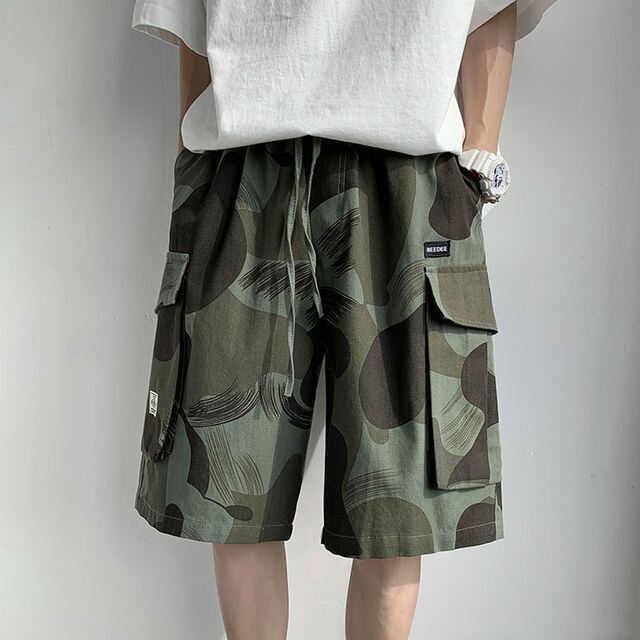 予約販売】ハーフパンツ メンズ カモフラージュ 迷彩柄 グレー カーキ