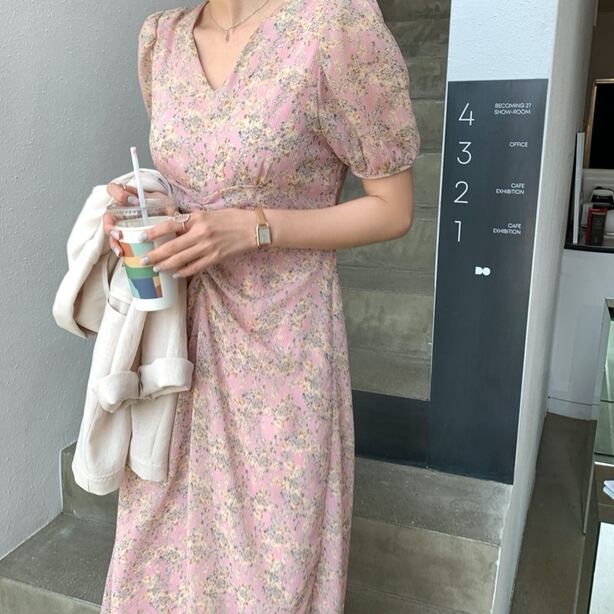 フローラルシャーリングワンピース 814 Mimirie