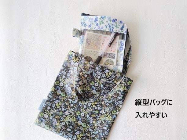 ☆受注制作☆ A6（お薬手帳）縦型 L字ファスナークリアポーチ 仕切り