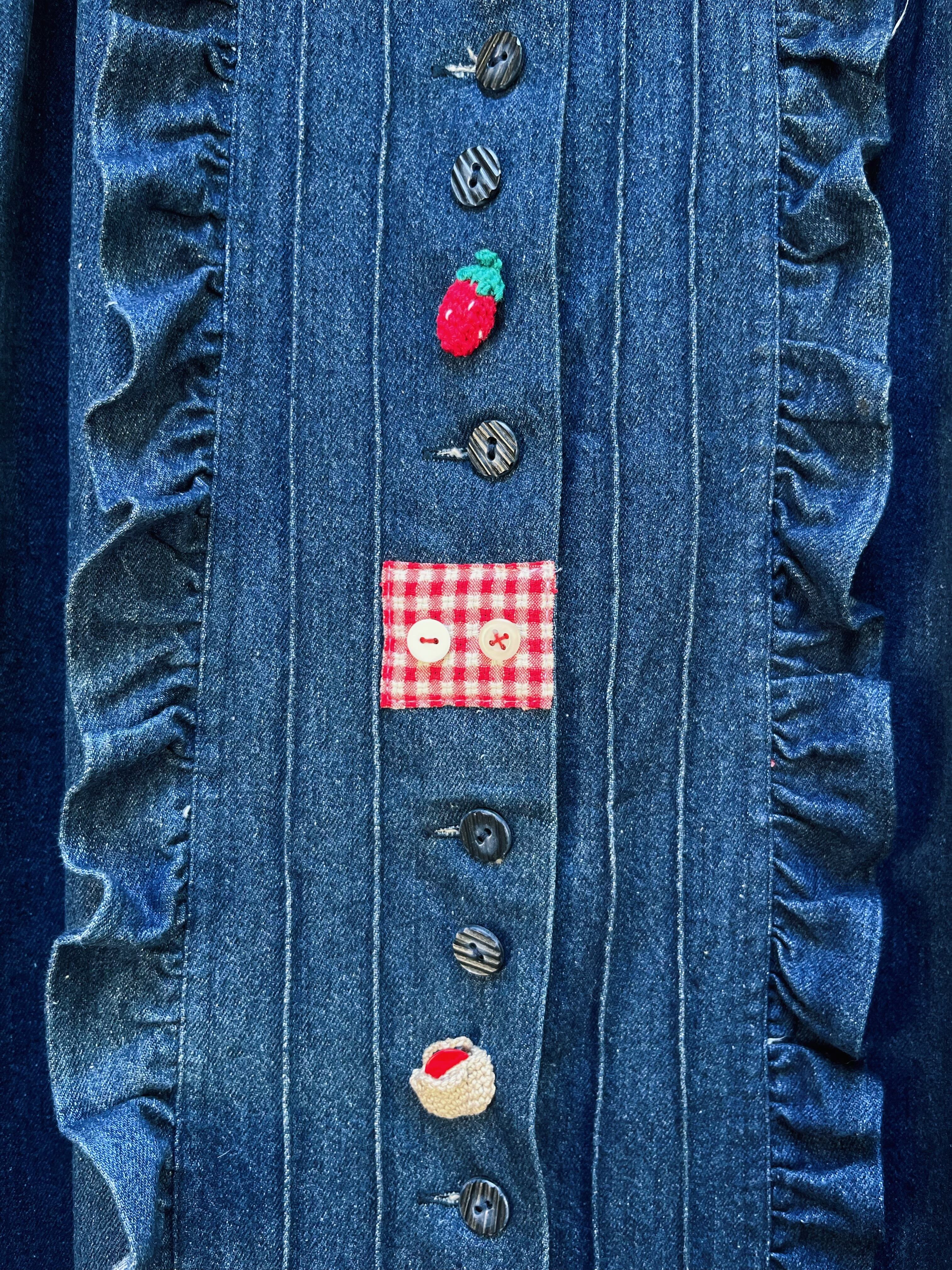 remake ✂︎ strawberry picking denim frill skirt
