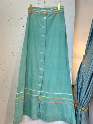 70's vintage green maxi skirt