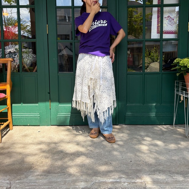 Antique French Crochet Lace Skirt &  Poncho (Fringe)