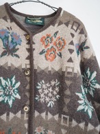 1980’s~ AUSTRIA STEGER Schurwolle Wool Floral Pattern Cardigan／38