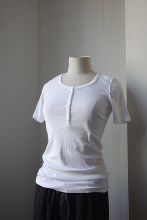 Schiesser Revival シーサーリバイバル /BERTA HENRY-NECK 1/2 半袖 (WHITE/BLACK)