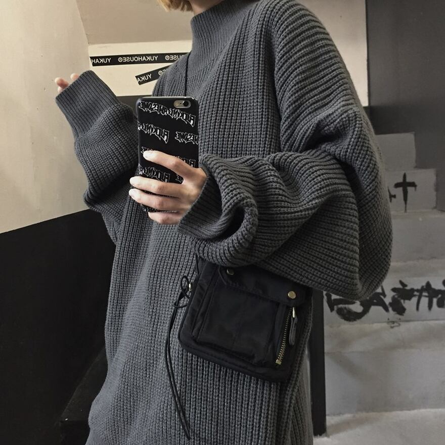 サブカル 服 地雷系 通販 ニット セーター ユニセックス シンプル ざっくり編み