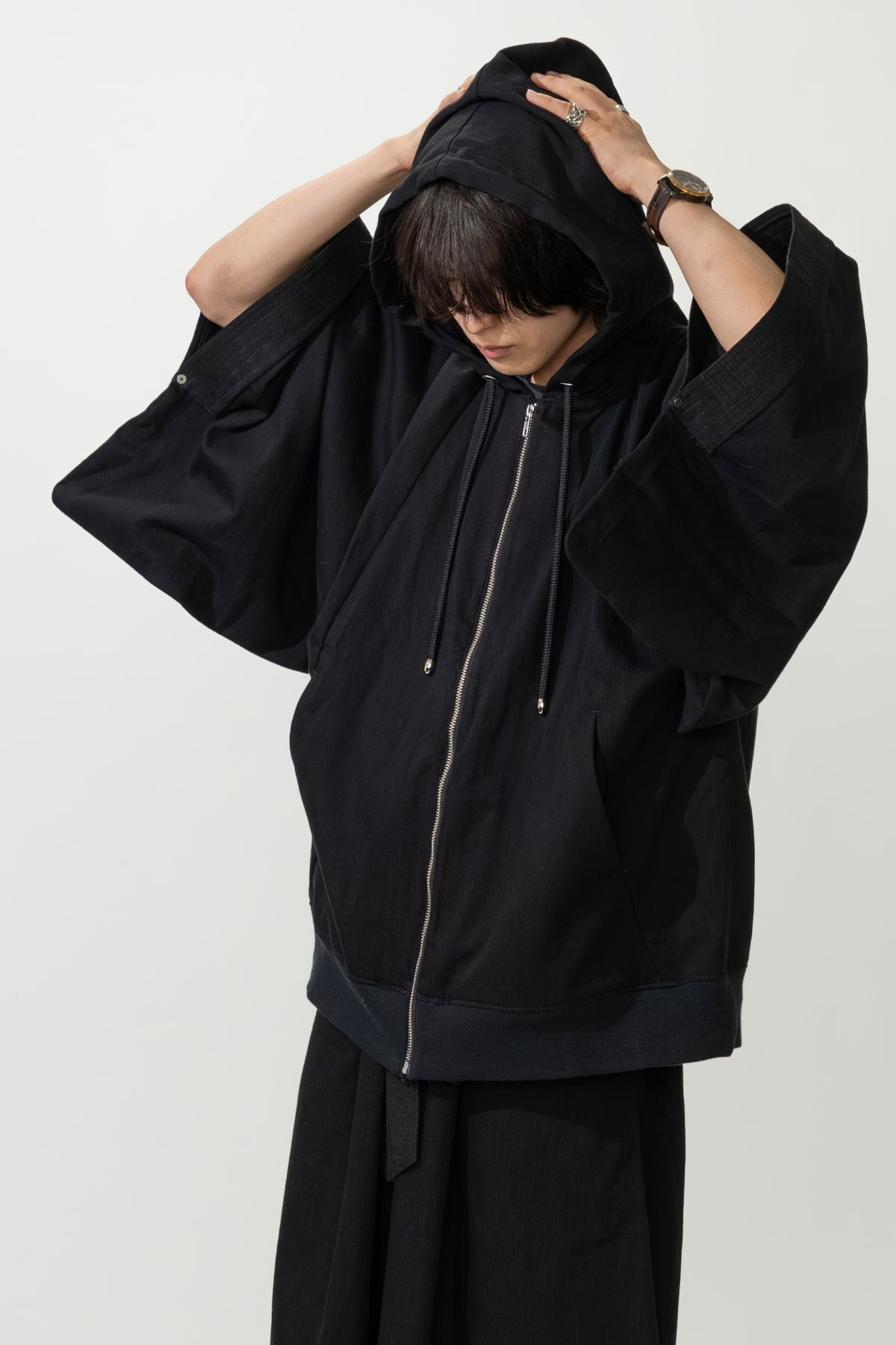 数量限定｜受注生産】漆黒を纏う、KIMONOパーカー “BLACK × 刺子