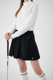 GOXO ゴーエックスオー ゴルフウェア メタルロゴフラッププリーツスカート ブラック