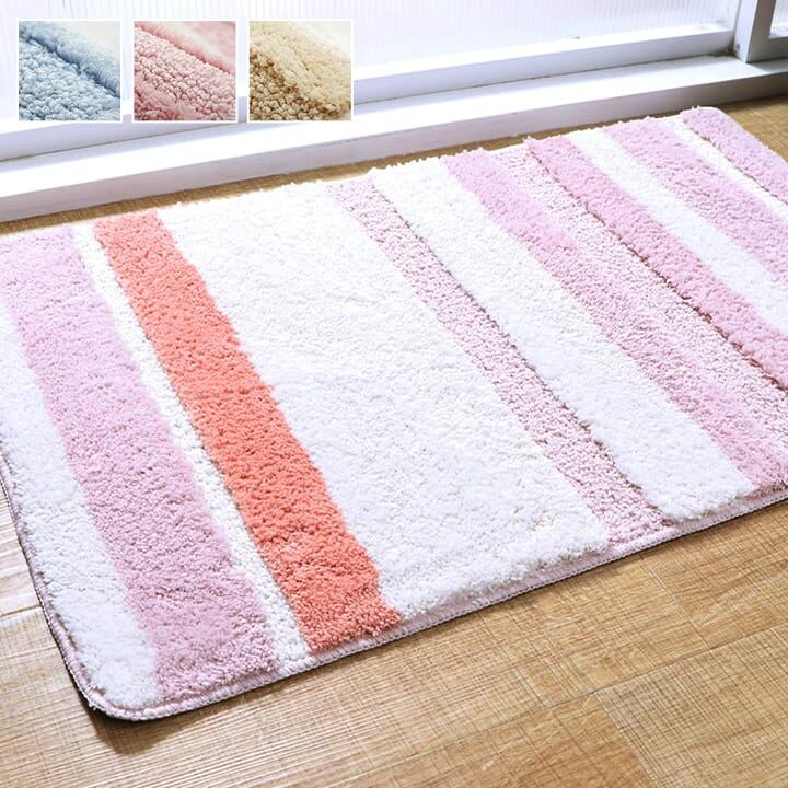 バスマット 吸水性抜群 ふんわり おしゃれ 約45×60cm ピンク