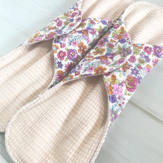 27cm ワッフル オーガニック 布ナプキン 防水仕様 2枚セット 花柄 90