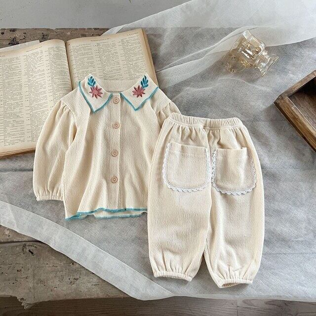 BABY&KID】フラワーロゴロールカラートップス＆ボトムスセット | Dreambaby