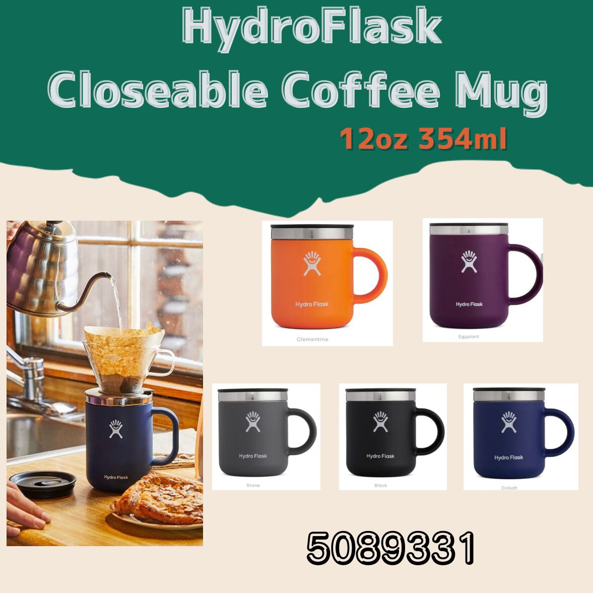oz　BEACHDAYS　HydroFlask　OKINAWA　Closeable　コーヒー　Coffee　Mug　5089331　マグ　キャンプ　12　ハイドロフラスク　新作