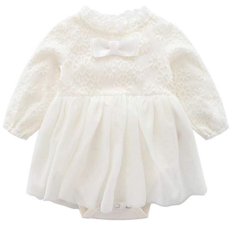 長袖ベビードレスロンパース♡