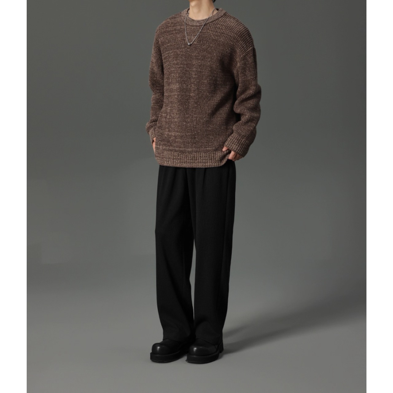 クルーネック リブ編みニット af0020