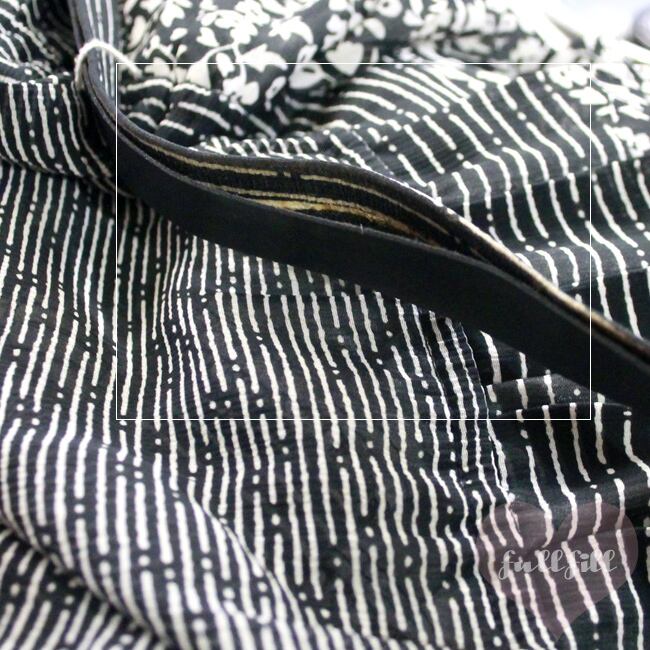 白黒モノトーン ベルト付き 半袖ワンピース 古着 和モード | FULLFILL