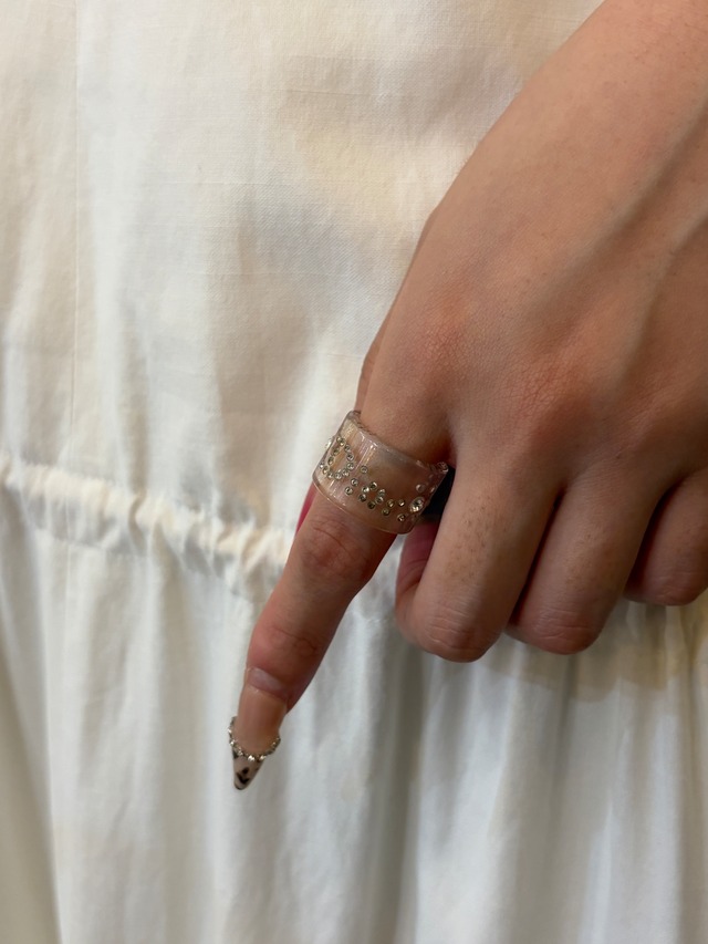DIOR / vintage clear stone ring (o)
